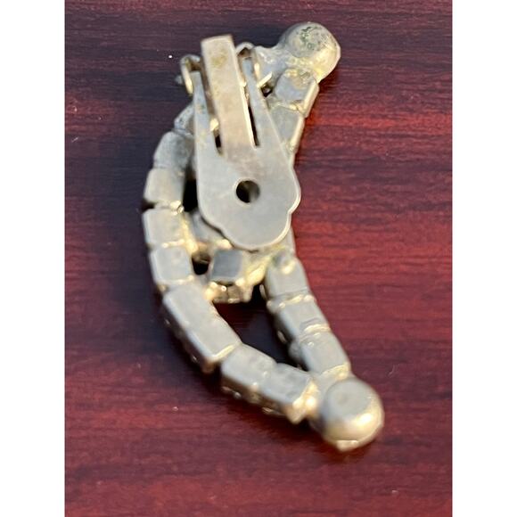 VTG Rhinestone Hair Clip Crescent Moon Clip On Earring Bling Whimsigoth - Picture 4 of 9